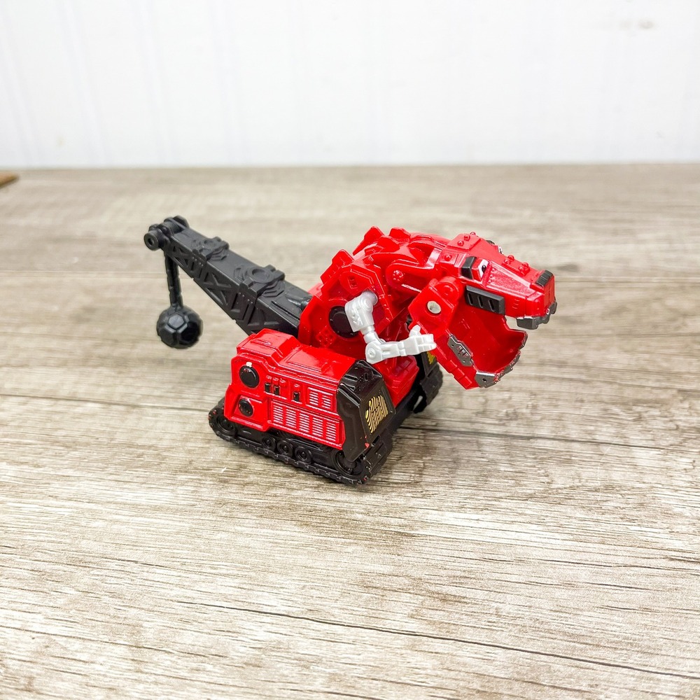 Mattel Dinotrux Ty Rux Red Die-Cast Wrecking Ball Crane T-Rex Toy CJW81